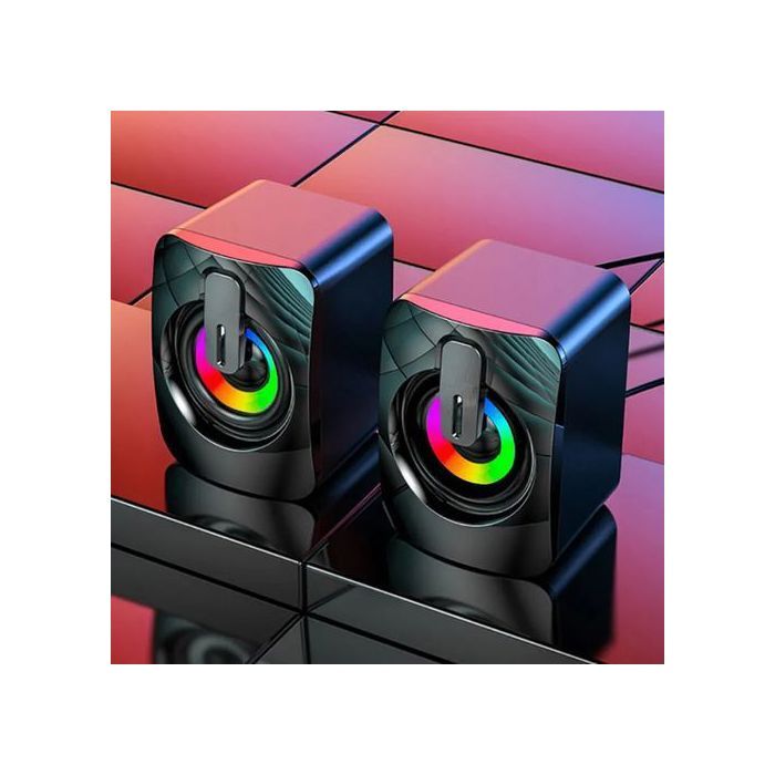 Haut-parleurs Soundbox HIFI Stéréo avec LED Lumière, Ordinateur PC Microphone USB, Wireless Speaker