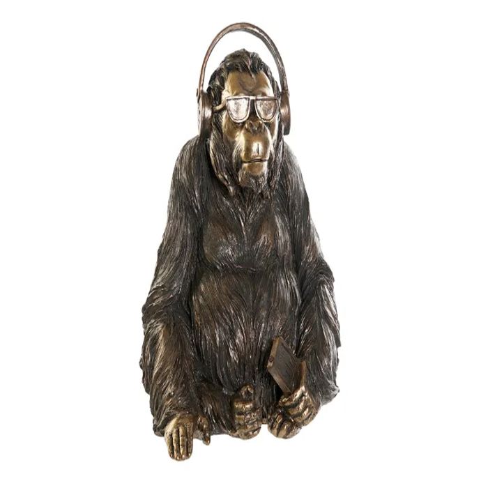 GORILLE figure vieilli résine et cuivre 26x27x35 cm