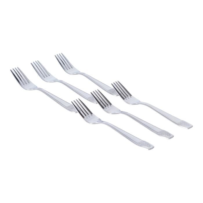 6 FOURCHETTES A DESSERT INOX GRAVEES F