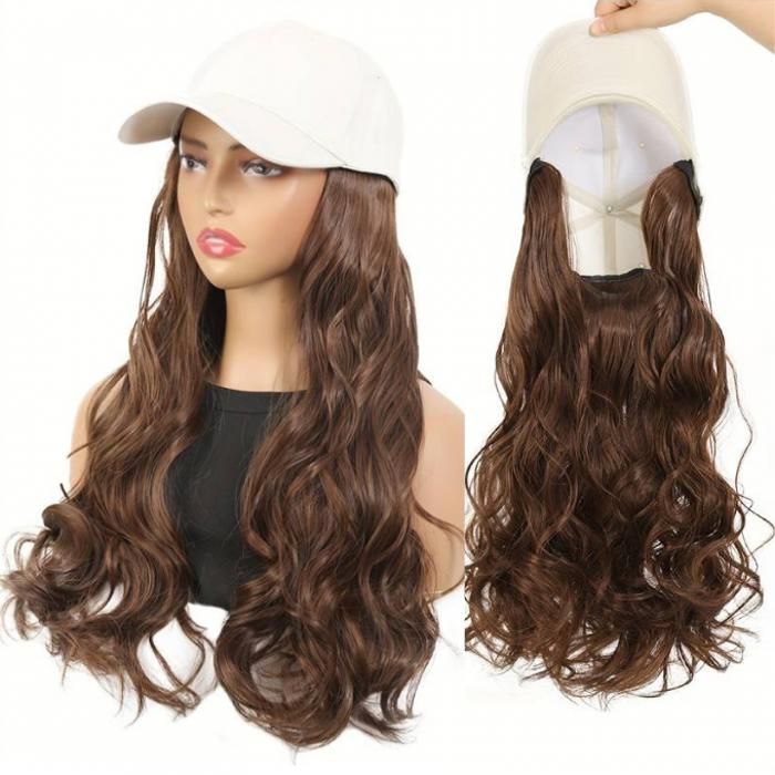 Perruque cheveux bouclés - Volume naturel - Marron clair - Casquette réglable - Femme - Adulte