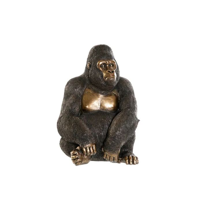 Figurine Gorille vieilli cuivrée en résine 26x20X30