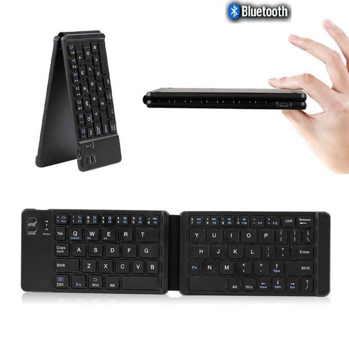 Super Mini clavier Bluetooth sans fil pliable rechargeable portable de poche
