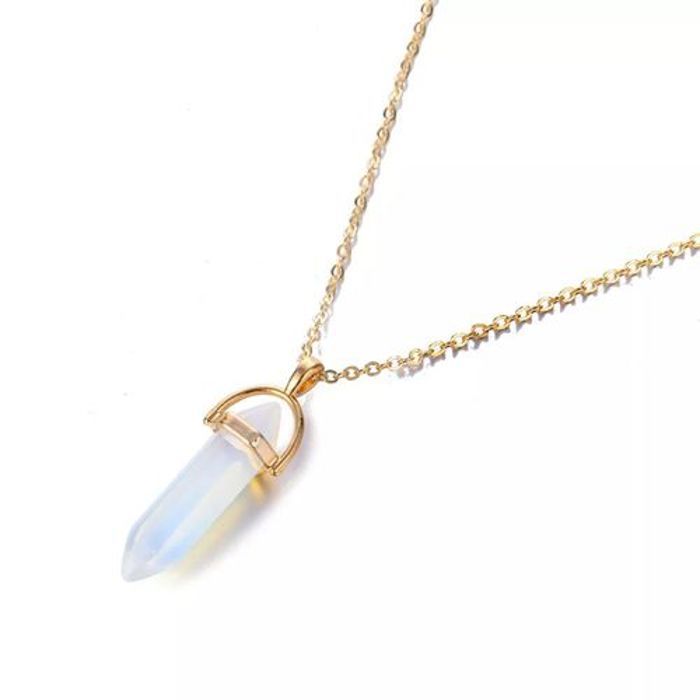 Collier pendentif - GENERIC - Cristal irrégulier - Bleu ciel - 4.1 cm - Femme