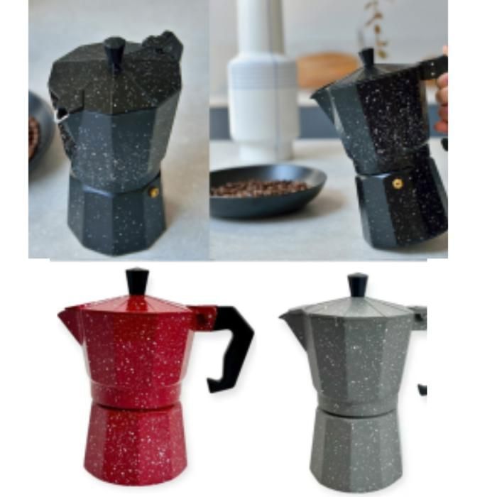 Cafetière italienne avec poignée résistante à la chaleur, 3 tasses  (Couleur aléatoire)