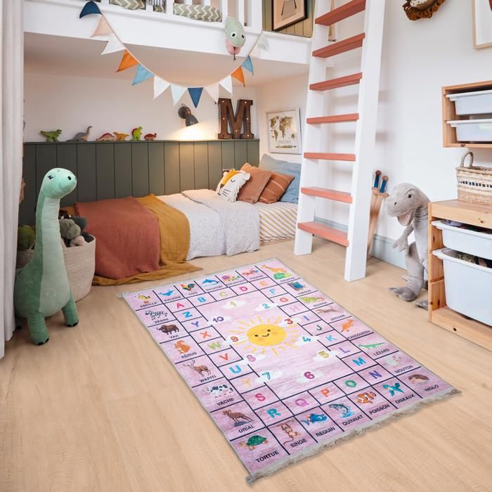 Tapis de sol - A3 HOME - Easy Mama - 150x100 cm - Multicolore - Motifs alphabets