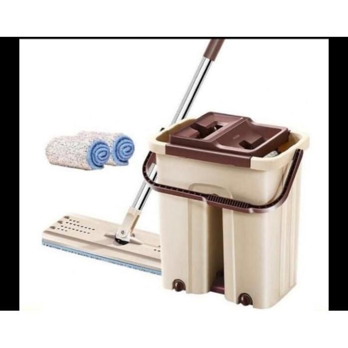 kit vadrouille plate et seau de lavage (2 scratch mop)