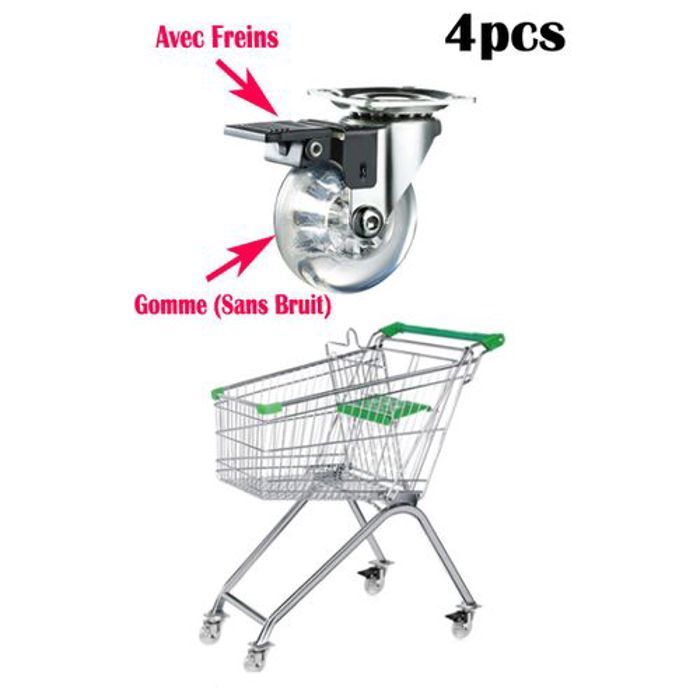4 pièces Roulettes pivotantes universelles pour meubles, Roues pivotantes en chariot avec frein