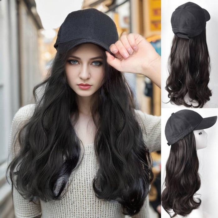 Perruque cheveux bouclés - Style 1 - Noir - Casquette réglable - Pour femme - Adulte