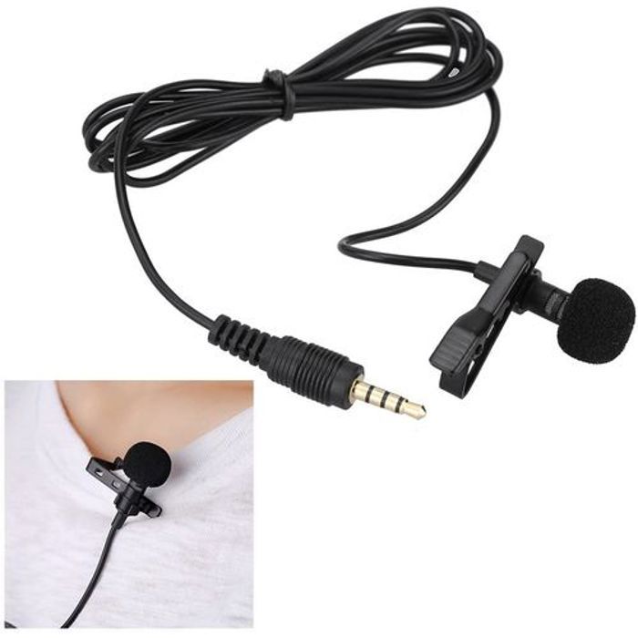 Microphone Cravate - Non spécifié - 3.5mm - Clip-on - Compatible PC et Smartphones - 1,5m câble