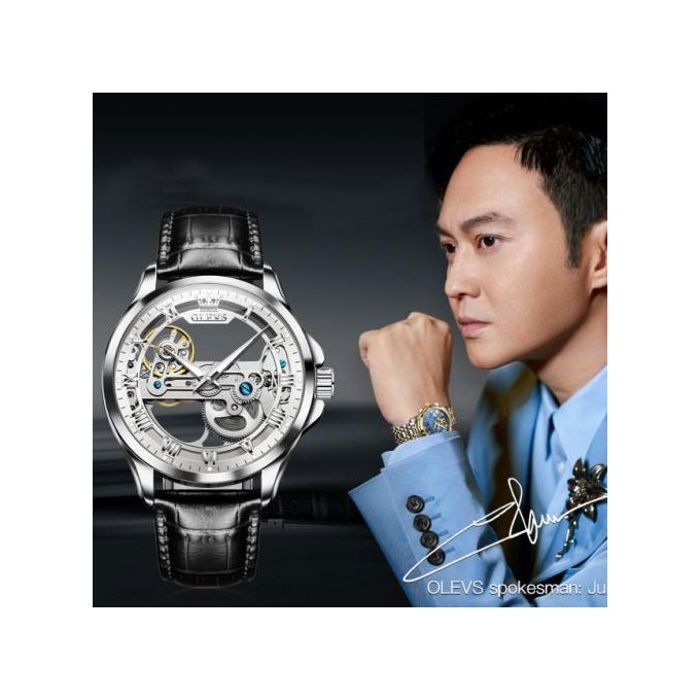 Olevs montre mécanique automatique, modèle Tourbillon squelette, édition limitée