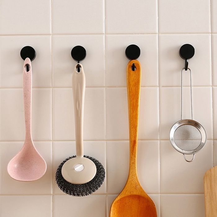 10 pièces noir crochets muraux multifonctionnel auto-adhésif cuisine toilette