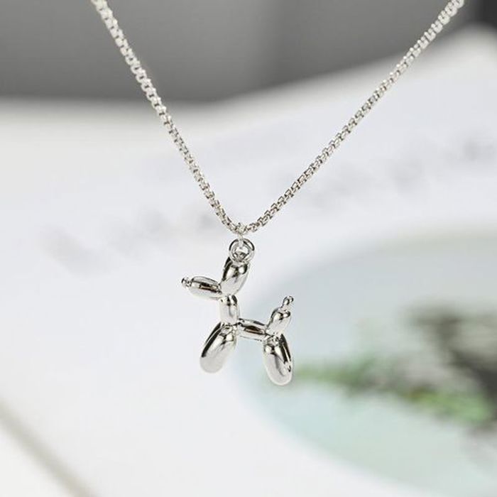 Collier pendentif en acier inoxydable pour filles, mignon, caniche, chien, breloque