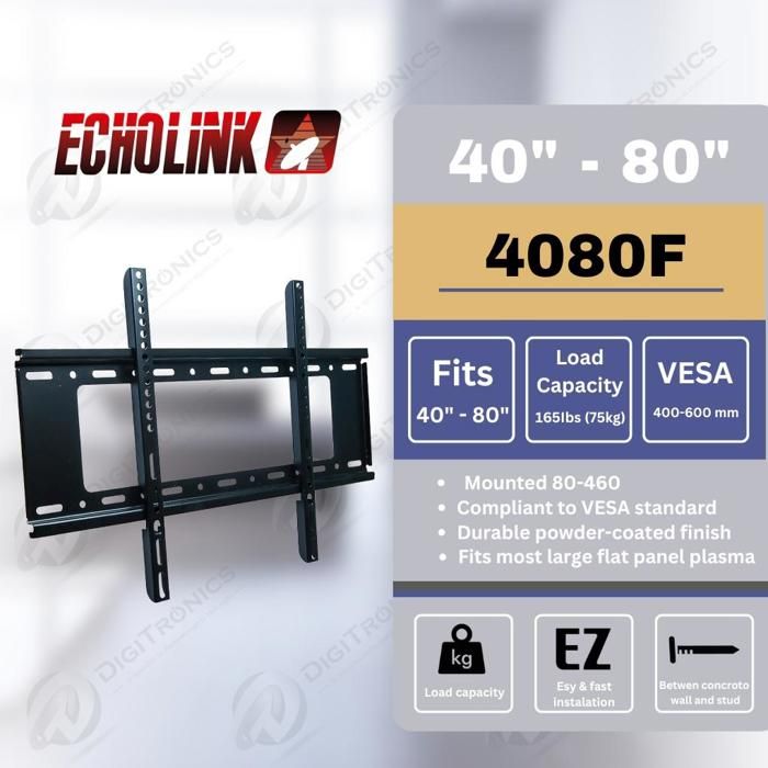 Support Mural TV 40" à 80", VESA 400-600 mm, 75kg