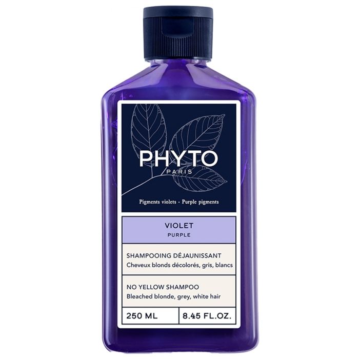 Phyto Shampooing Violet Déjaunissant - Cheveux Blonds Décolorés Gris Blancs - Flacon 250 ml