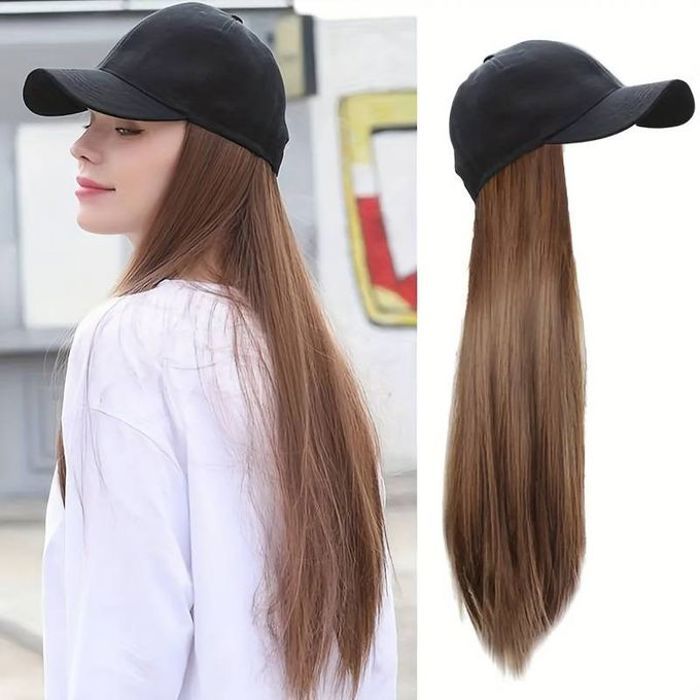 Perruque - Aspect naturel - Marron clair - Casquette réglable - Femme - Adulte