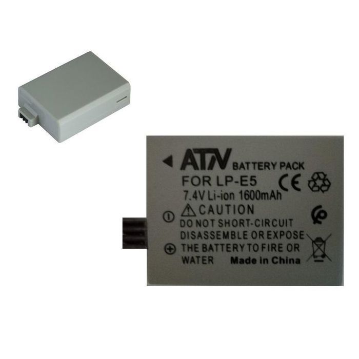 Atn Batterie remplacement LP-E5 pour appareils photo numériques Canonn LP-E5, LC-E5E et EOS 450D, 500D, 1000D, Kiss F, Kiss X2