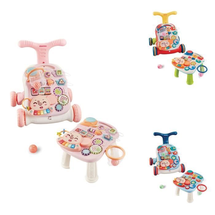 Kikkaboo Chariot de marche 2 en 1 Grow Table de jeu Motorikspielcenter boules [Rose]