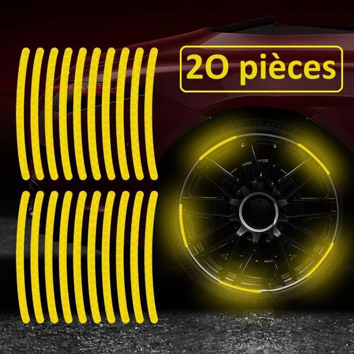 pack de 20 Bandes jaune réfléchissante étanche pour roue de voiture