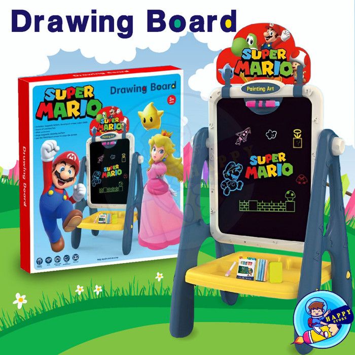 Tableau éducatif - Super Mario - Double face - Magnétique - Ardoise - Multicolore