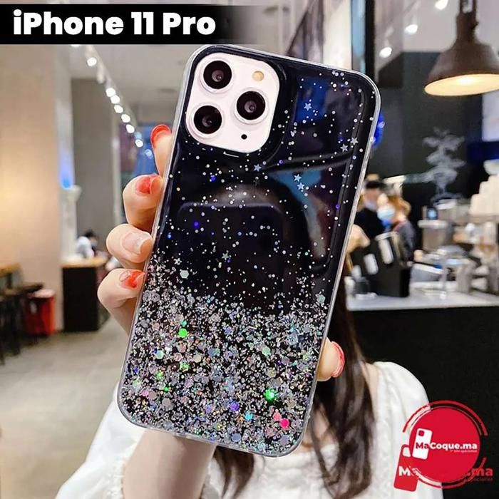 Pochette iPhone 11 Pro Scintillante,&amp; Brillante Noir