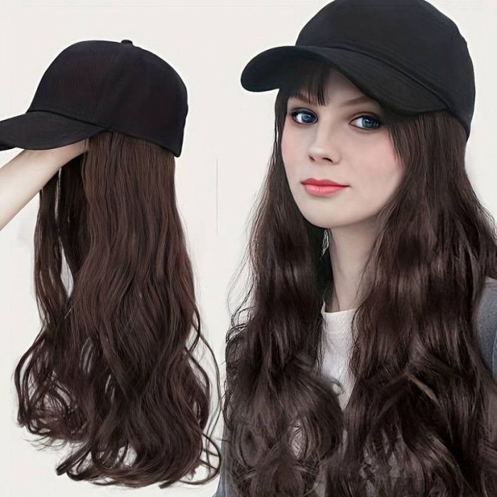 Perruque cheveux bouclés - Non spécifié - Longue et volumineuse - Casquette réglable - Marron foncé - Femme
