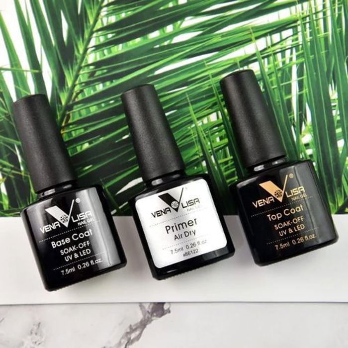 Venalisa Kit de vernis à ongles Gel UV LED, 3 pièces x 7.5ml, base coat, top coat, primer