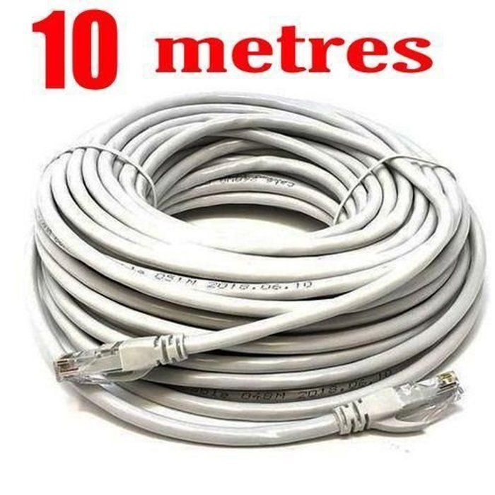 Cable Réseau Ethernet RJ45 CAT6 10M pour : ADSL/LAN/Récepteur/TV/PC/Camera
