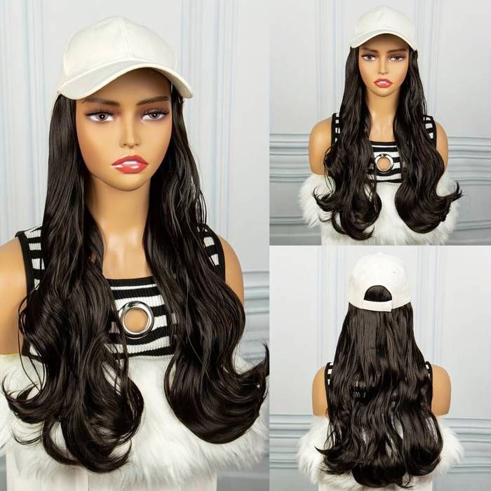 Perruque cheveux bouclés - Style 2 - Noir - Casquette réglable - Pour femme - Adulte