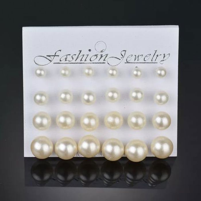 Ensemble de 12 paires de Boucles d'oreille en perles simulés Pour Femmes Bijoux de luxe
