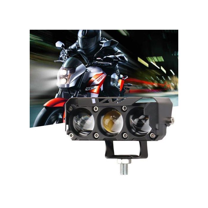 Feux Antibrouillard LED 200W pour Moto et Voiture, Projecteur Étanche avec 3 Lentilles LED