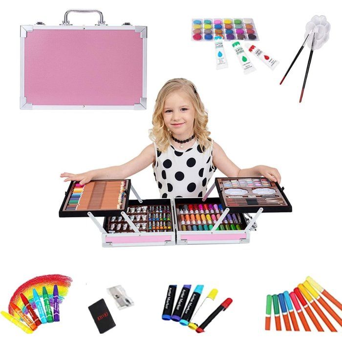 145 ensemble de peinture, boîte en aluminium double couche, ensemble de stylos aquarelle, coffret cadeau enfant.