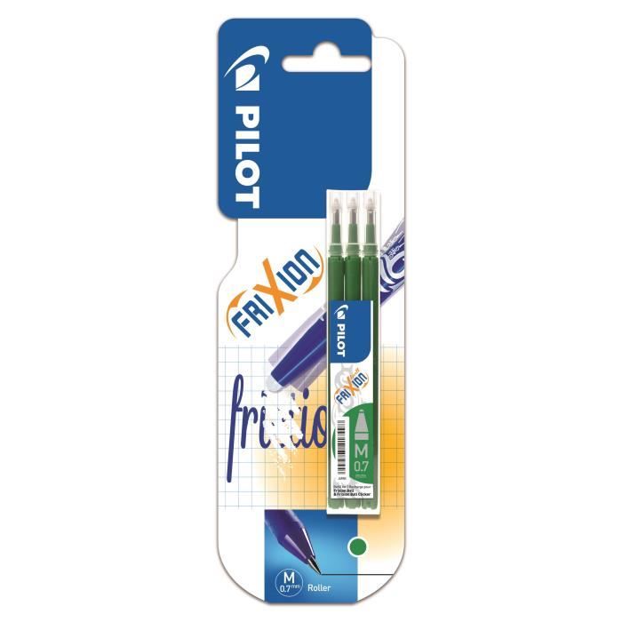 PILOT - Etui de 3 recharges Frixion Ball / Clicker - Pointe Moyenne - Encre verte
