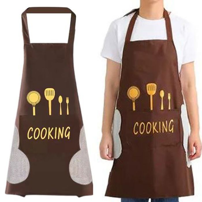 Tablier de cuisine imperméable Unisexe  avec essuie-mains, tablier de ménage