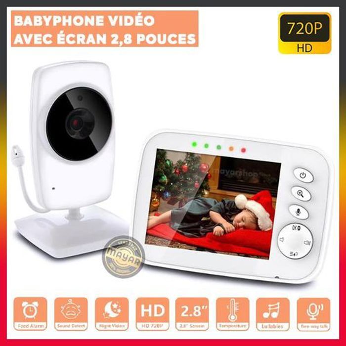 Babyphone Vidéo 3,2” 720P avec Caméra + Monitor d'affichage