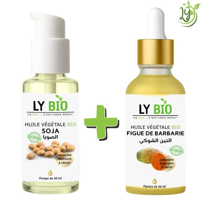 LYBIO PACK HUILE SOJA 50ML - POMPE + HUILE FIGUE DE BARBARIE 50ML - PIPETTE