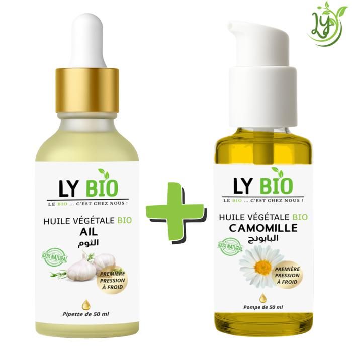 LYBIO PACK HUILE AIL 50ML - PIPETTE + HUILE CAMOMILLE 50ML - POMPE