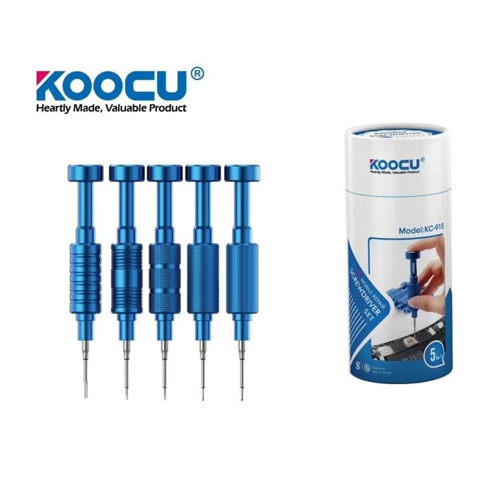 Koocu Jeu de tournevis Qualite KC-915 pour réparation mobile 5 en 1 + 2,5 mm T2 Y 0,6 mm +1,5 mm  0,8 mm