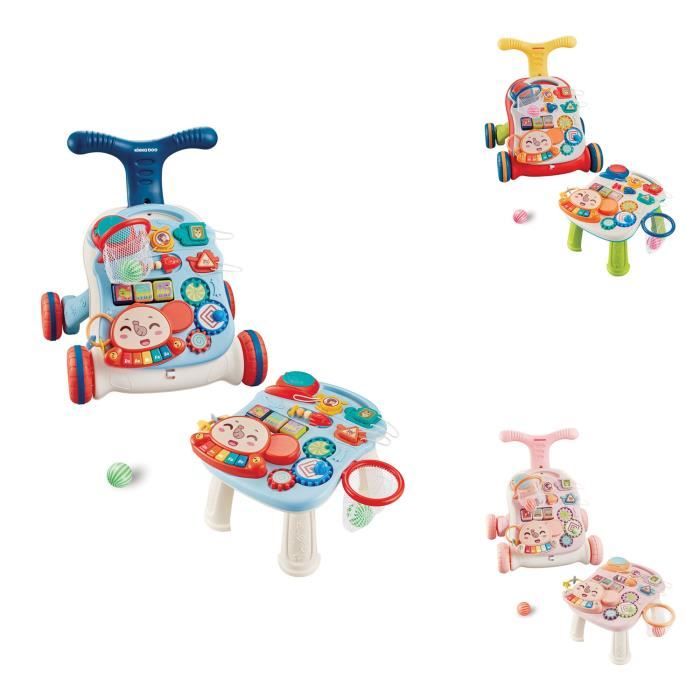 Kikkaboo Chariot de marche 2 en 1 Grow Table de jeu Motorikspielcenter boules [Bleu]