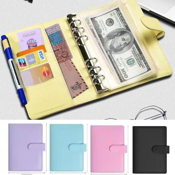 Classeur de budget en cuir pu avec 12 compartiments pour économiser de l'argent couleur aléatoire