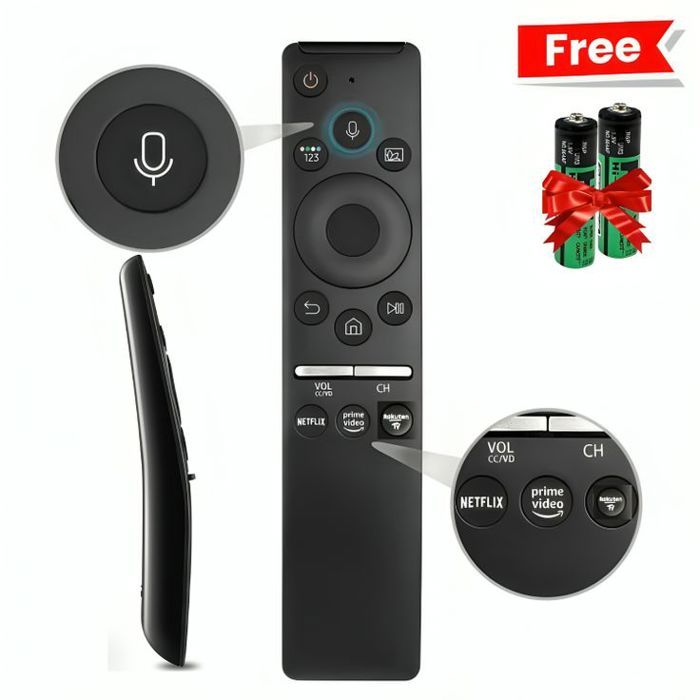 Telecommande universelle de remplacement, pour Samsung Smart TV avec Bouton  Netflix Prime Video + Avec Deux piles Gratuit