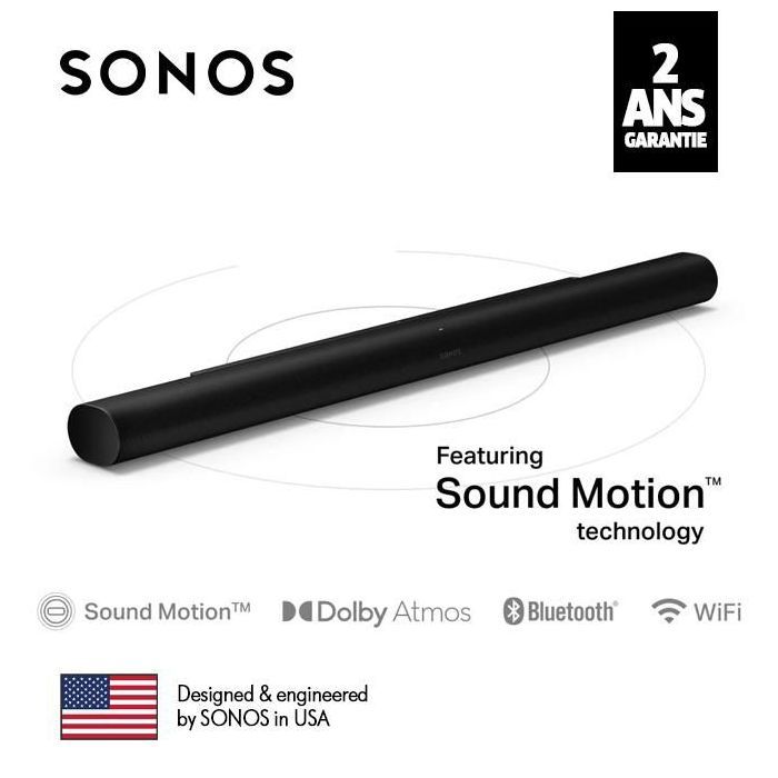 Barre de son - SONOS - Arc Ultra - Noir - Technologie Sound Motion™ - Audio immersif