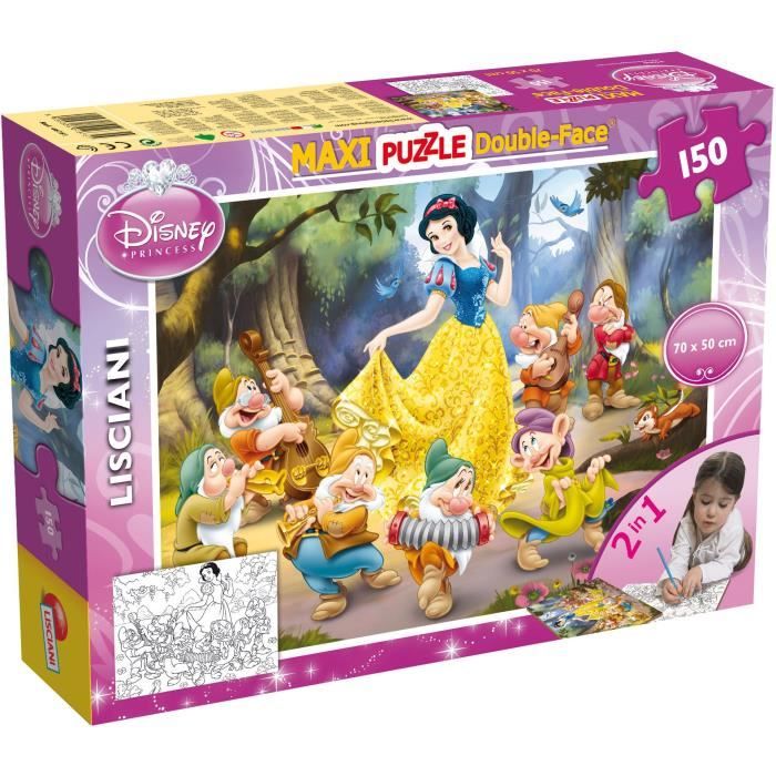 Puzzle double face Disney Snow White - LISCIANI GIOCHI - 150 pièces - Pour dessiner et colorier