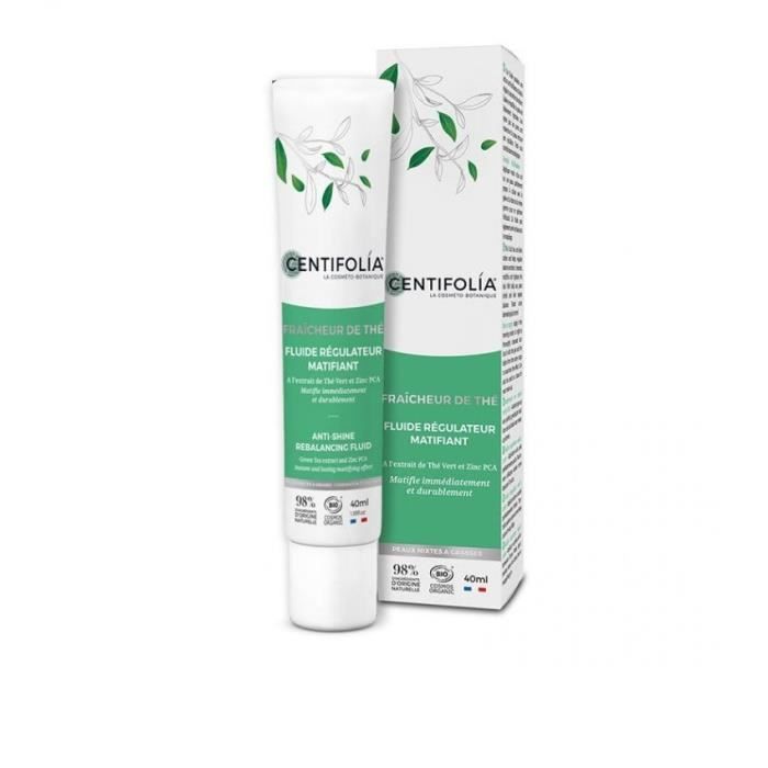 Fluide Régulateur Matifiant - CENTIFOLIA - Thé Bio - 40 ml - Sans parabène - Tous types de peau