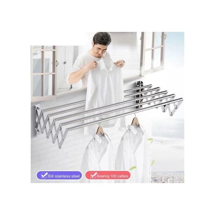Séche linge mural extensible en aluminium 1m20cm