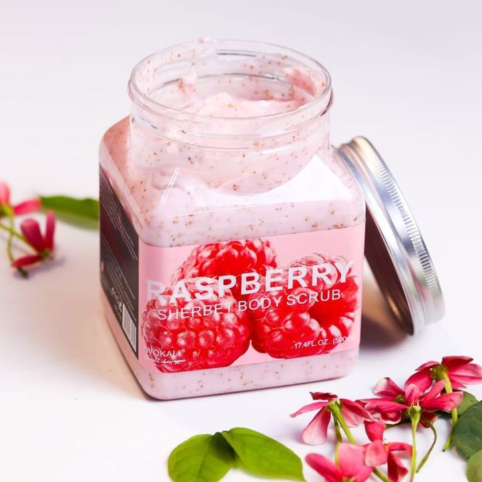 Wokali gommage naturel sans paraben sans phatalate grand format 500 ml à l'éxtrait de framboise