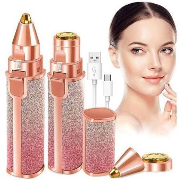 2en1 Epilateur électrique à sourcils, Visage et corps, tondeuse Rechargeable