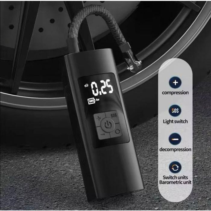 Pompe à air portable sans fil rechargeable,Compresseur 12V,150 psi avec écran LCD,gonfleur de pneu