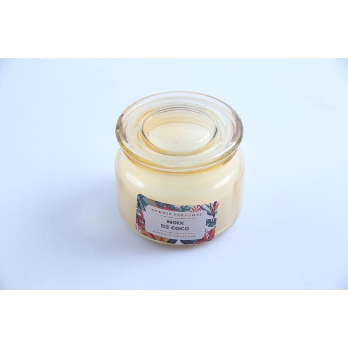 Bougie parfumée - HOME DECO FACTORY - Paradis Exotique - 7,5 cm - Parfum tropical - Beige