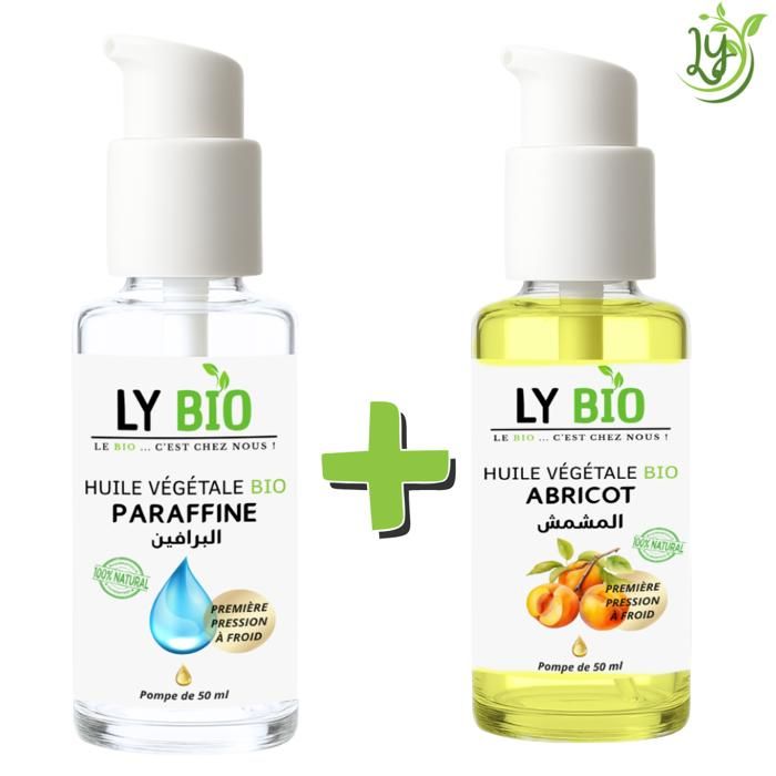 Pack d'huiles - LYBIO - Huile paraffine 50ml + Huile abricot 50ml - Hydratant - Mixte - Bébé