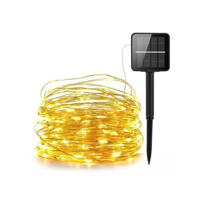 Guirlande solaire led jaune 8 modes